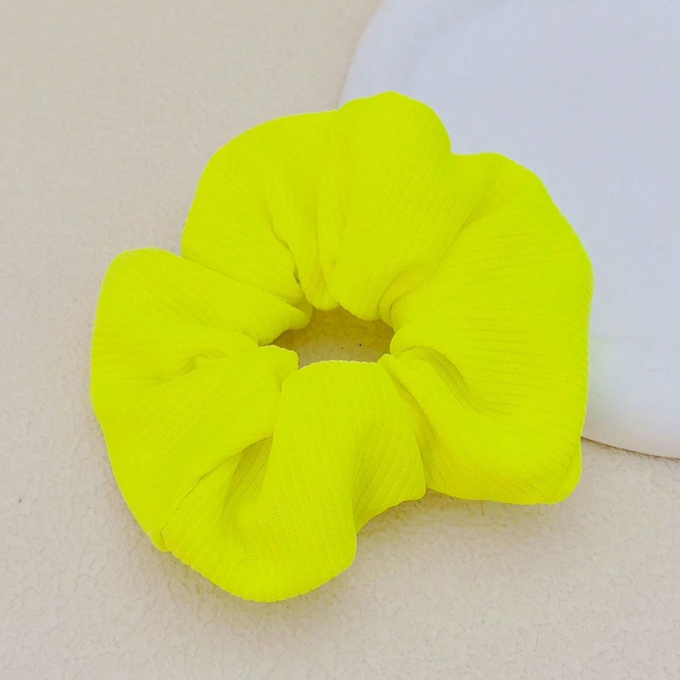 

1 шт. Однотонная полосатая флуоресцентная резинка для волос, резинки для волос, резинки для волос, повседневная жёлтый