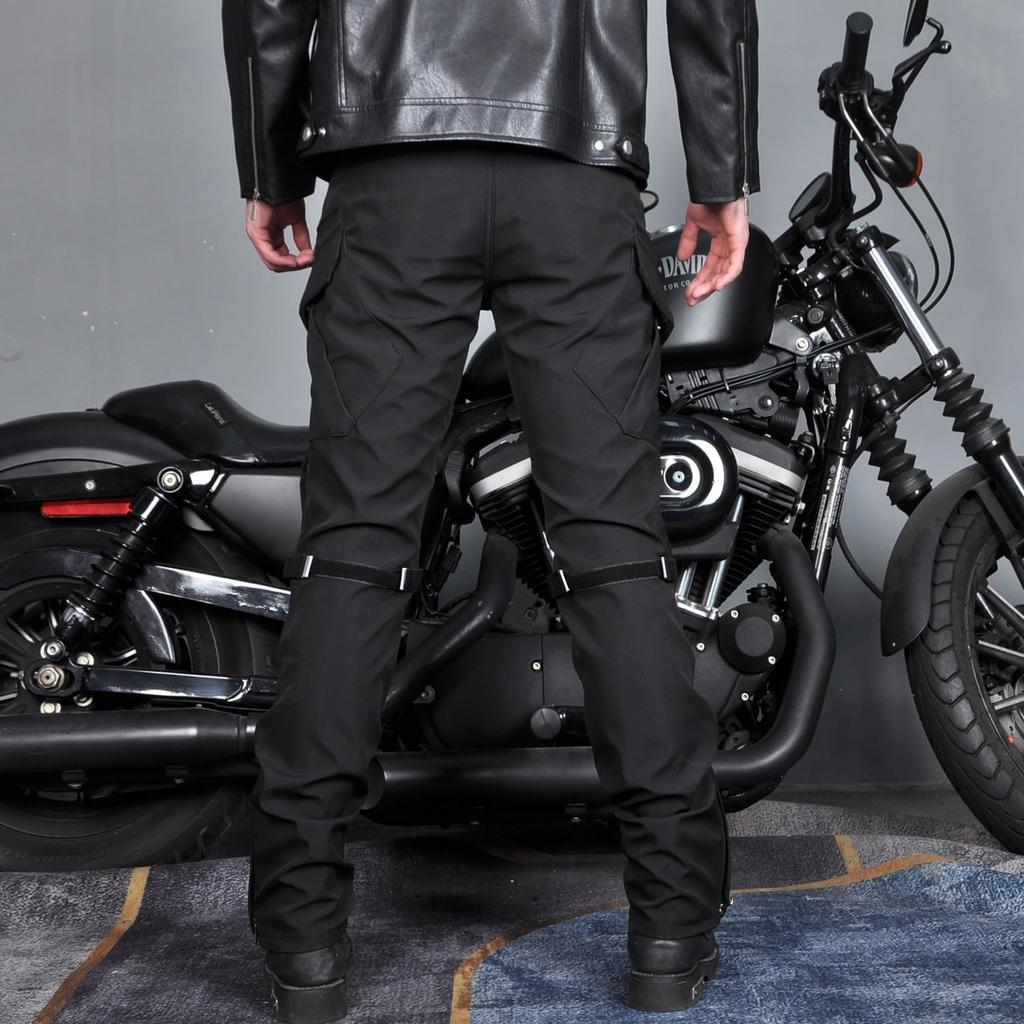 RENHE Motorcycle Riding Windproof and with Straight Size L Men's Pants, Waterproof, Protectors, Breathable, Fit, Black,