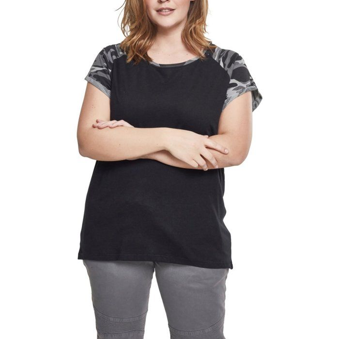 T-Shirt Contrast Raglan - URBAN CLASSICS - Homme - Manches courtes - 100% coton - Noir