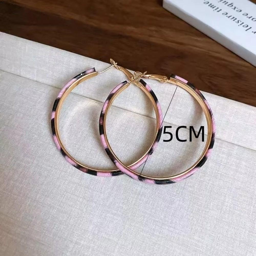 PU Leather Hoop Earrings Leopard Print Round Hoop Earrings Fashion Hoop Earrings For Women