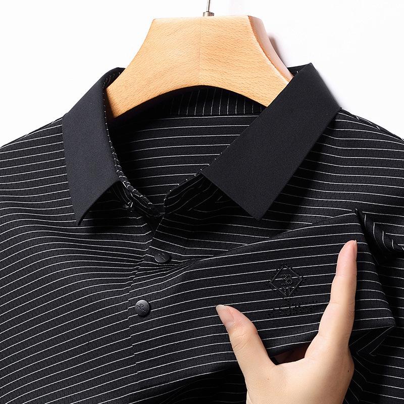 

Футболка с длинным рукавом, мужская весенне-осенняя новая полосатая футболка с принтом, универсальный повседневный топ, простая рубашка поло XXXXL