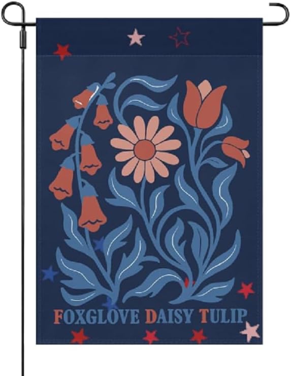 Foxglove Daisy Tulip Yard ag 12.5x18.5inch, Vintage oral Garden ag, One Size Double Sided for Porch, Patio, Grassland GGX
