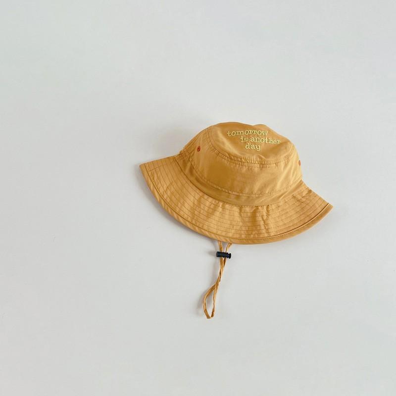 

Quick-Dry Bucket Hat for Kids Solid Color Letter Boys Girls Fisherman Hats UV Protection Children Panama Basin Cap 50-54cm жовтий