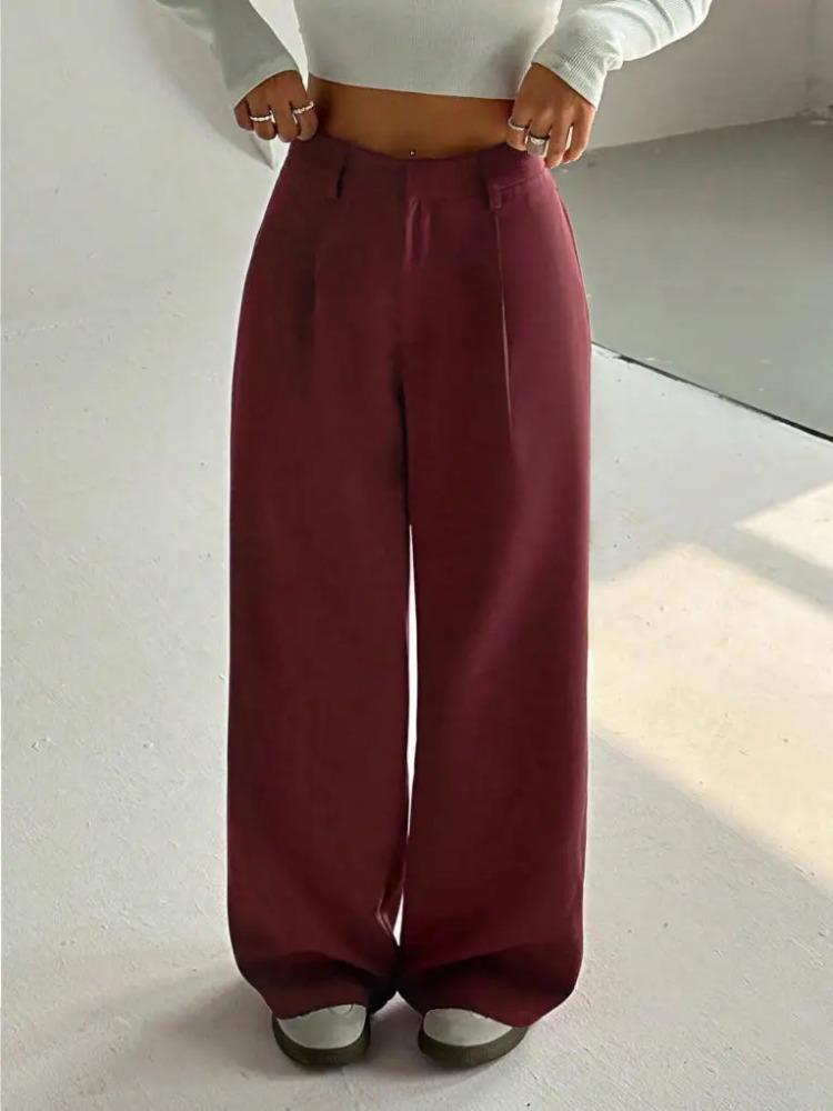 Fashion Women Loose Wide Leg Suit Pants High Waist Trousers Spring Autumn Casual Pants Ladies Elegant Solid Color Ladies Simple Long Trousers