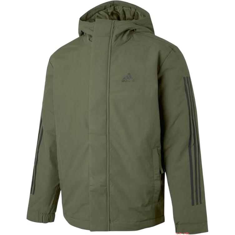 adidas Men s Olive Green Insulated Hooded Puffer Jacket IV9230 XL