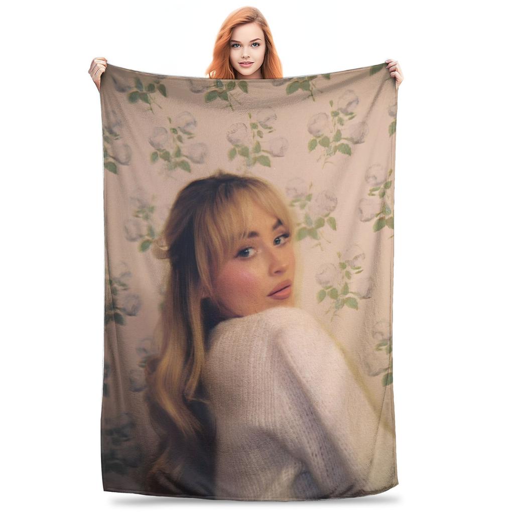 Singer Sabrina Carpenter Blankets Pop Music Flannel Funny Soft Throw Blankets for Chair Covering Sofa Textile Decor