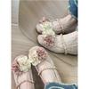 Vintage camellia word with shallow mouth Mary Jane shoes women's small inner ballet shoes