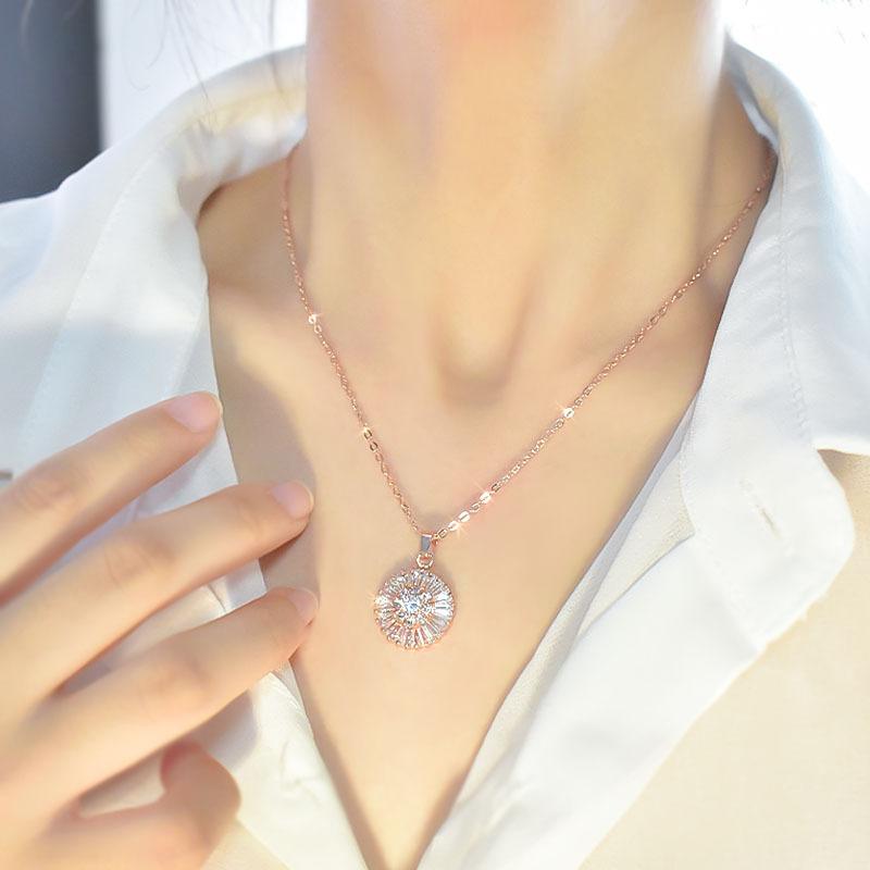 Sunflower Necklace Women'S Versatile Micro Inlaid Zirconium Premium Delicate Pendant Clavicle Chain