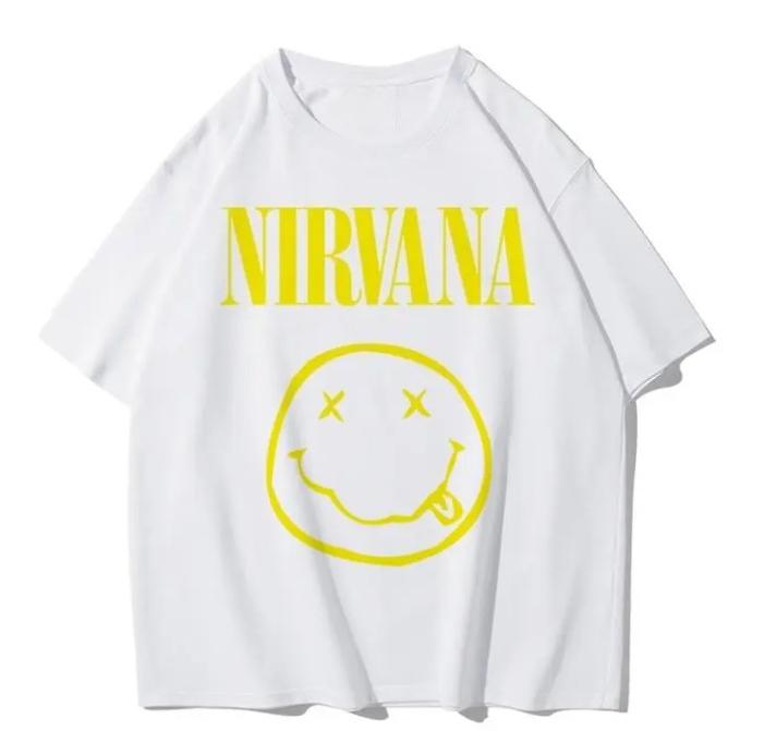 Maglietta Classica Nirvana Band Retro Cotone Unisex Donna Manica Corta Estate Stile Punk Colore Vestibilità Larga Casual Traspirante Maglietta