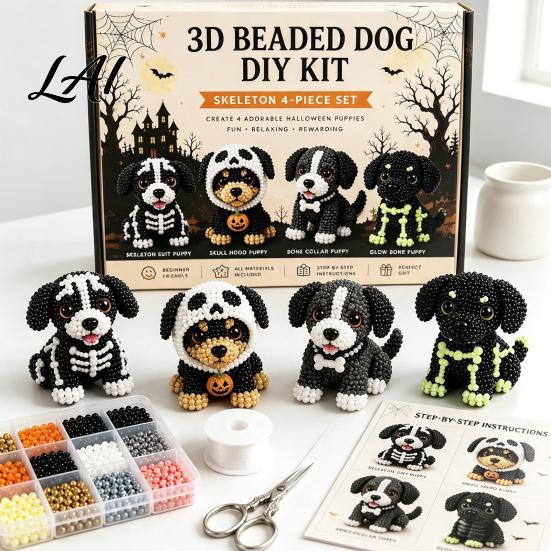 Forniture Artistiche Educative per Principianti Set Artistico Fai-da-te Cane di Halloween 3D Kit Cucciolo con Perline Kit per Creare Braccialetti Carini Animale Adulti Decorazione Scrivania Casa