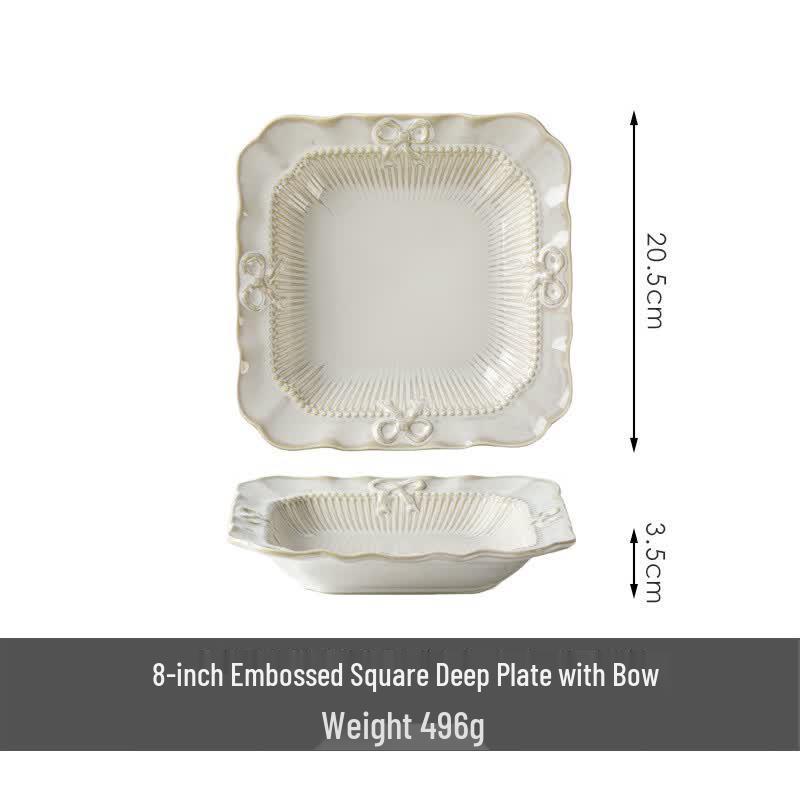 OIMG European Retro Embossed Ceramic Plate
