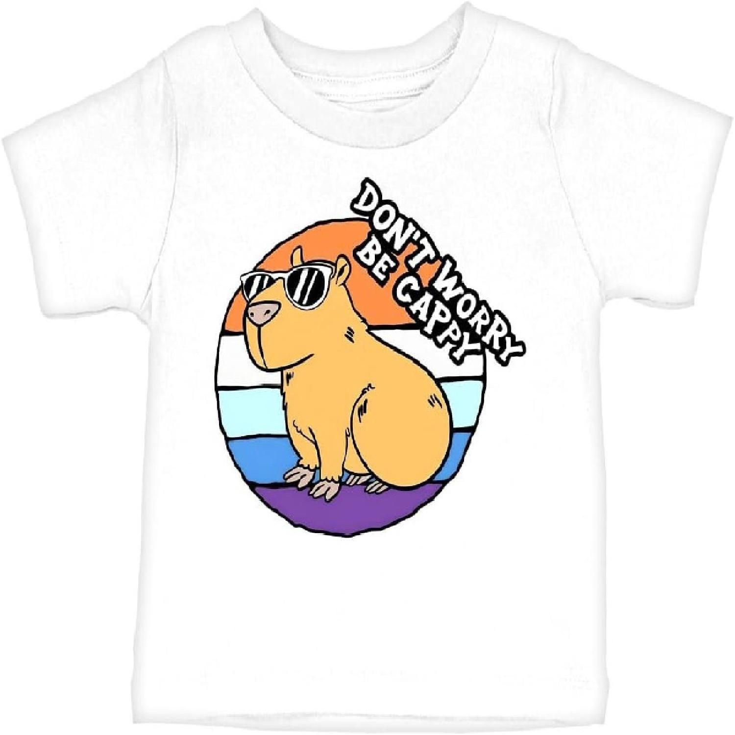 

Don t Worry Be Cappy Baby T-Shirt - Capybara Lover Apparel - Capybara Themed Stuff XXXXXL білий