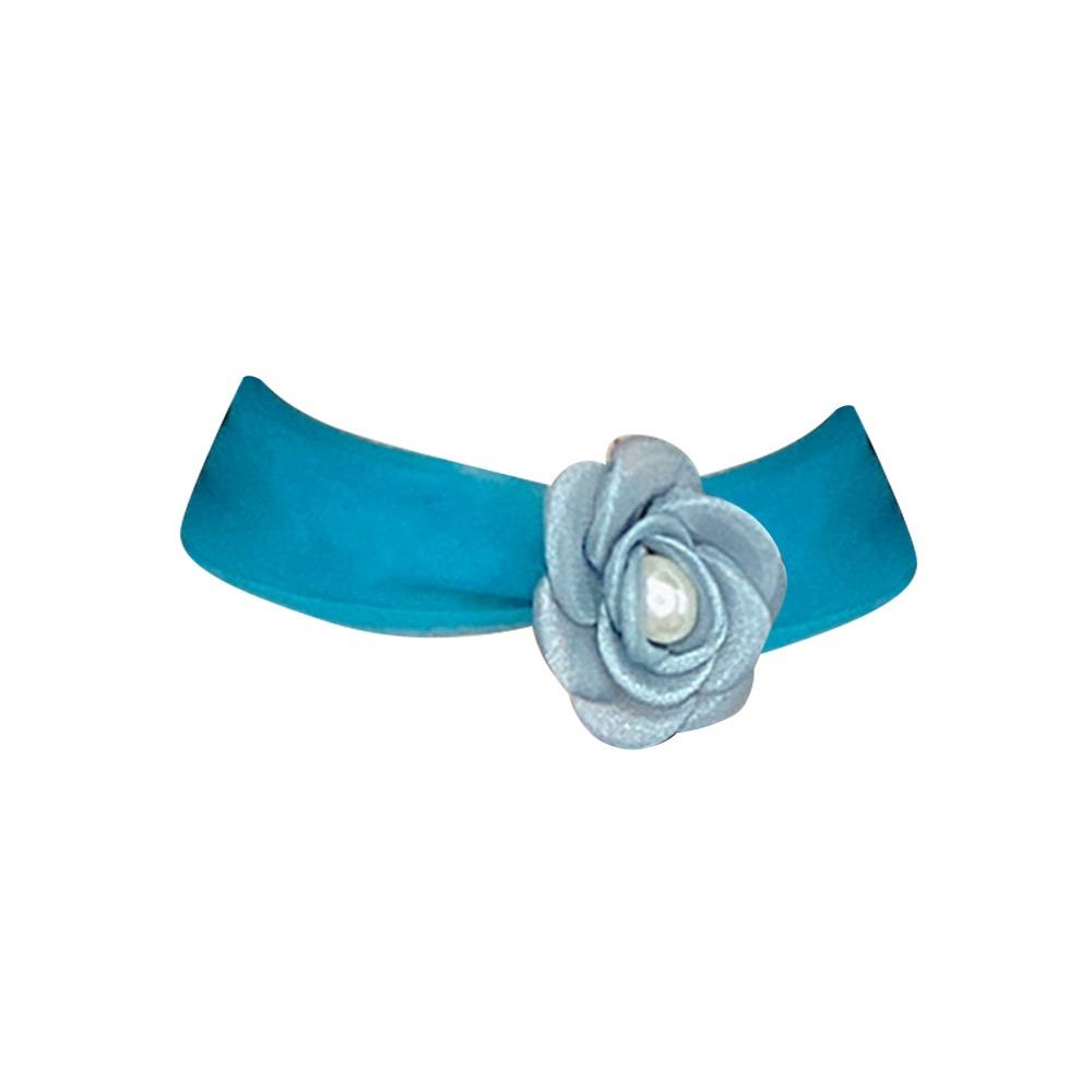 

Тонкий шелковый шарф с розовым цветком, декоративный поддельный воротник, модный поддельный воротник на весну, лето, осень озеро синий