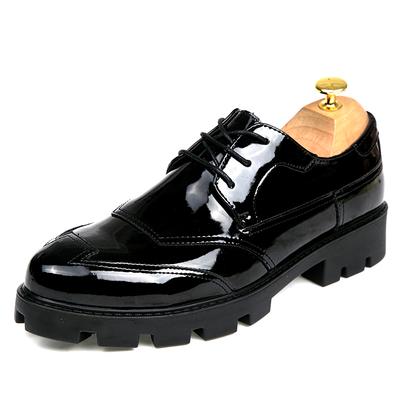 38-44 Men's Plus Size Fashionable Thick Soled Glossy Casual Leather Shoes Business Leather Shoes Block Shoes