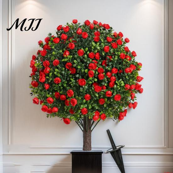 Space-saving Decorative Plant Artificial Topiary Ball 24 Inch Faux Boxwood/Pine Tree/Rose/Lavender Shrub with Ground Realistic Spike Fake Bushes