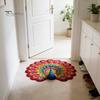 High-density Woven Mat Floor 3D Peacock Print Soft Non-Slip Decorative Rug Colorful Home Living Room Bedroom Doorway Easy Clean Carpet Artistic