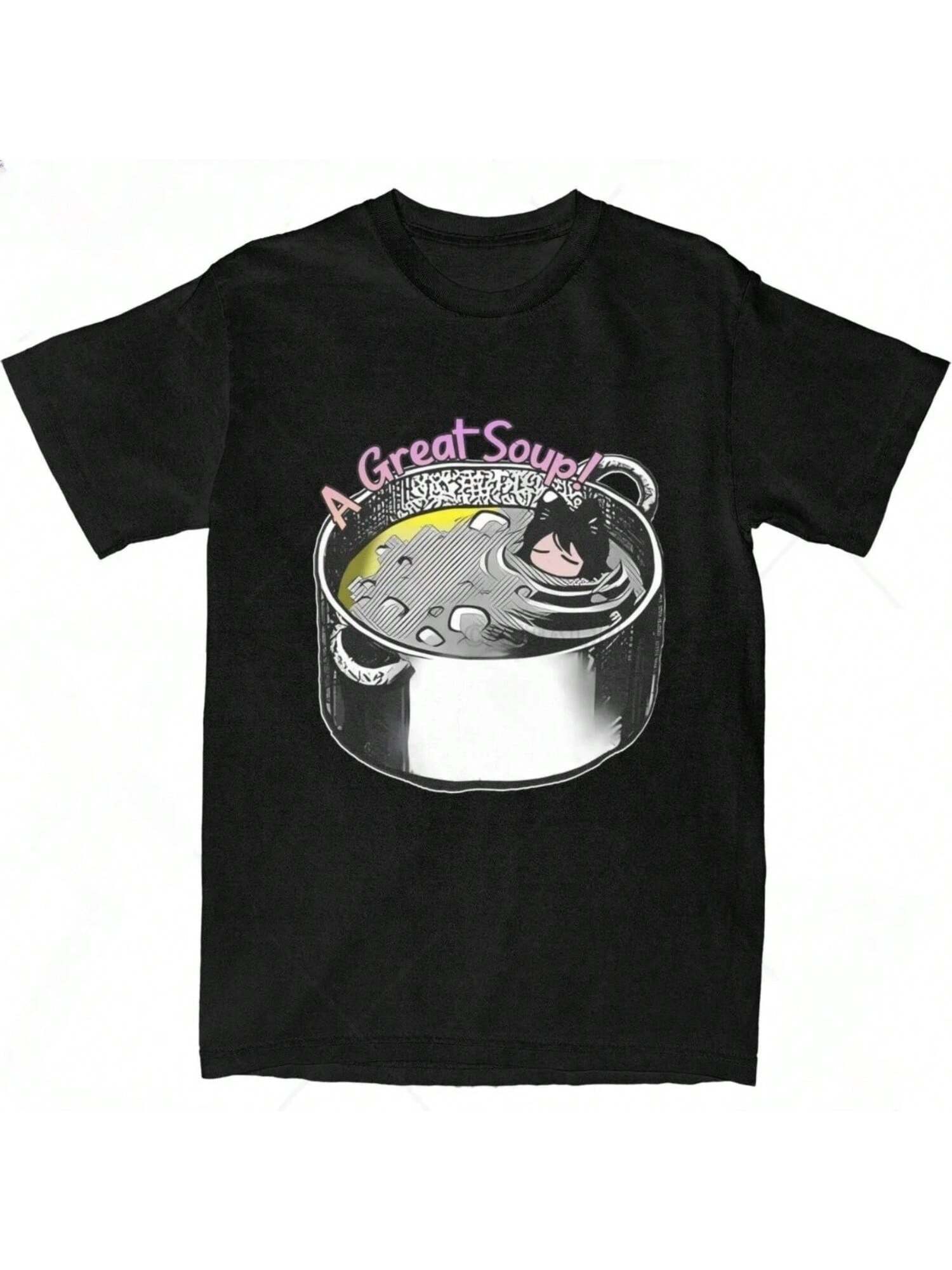 Harajuku Dungeon Meshi Catgirl Soup T-Shirt Wounisex Short Sleeve Delicious In Dungeon Round Neck Summer TopsTops Wounisex Clothing S разноцветный
