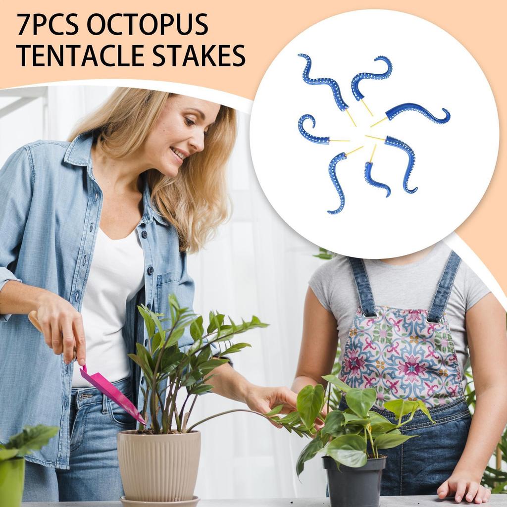 Garden Stakes Octopus Tentacle Stakes Decorative 7 Piece Support Climbing Sticks Glow In the Dark for Lawn Yard Potted Outdoor