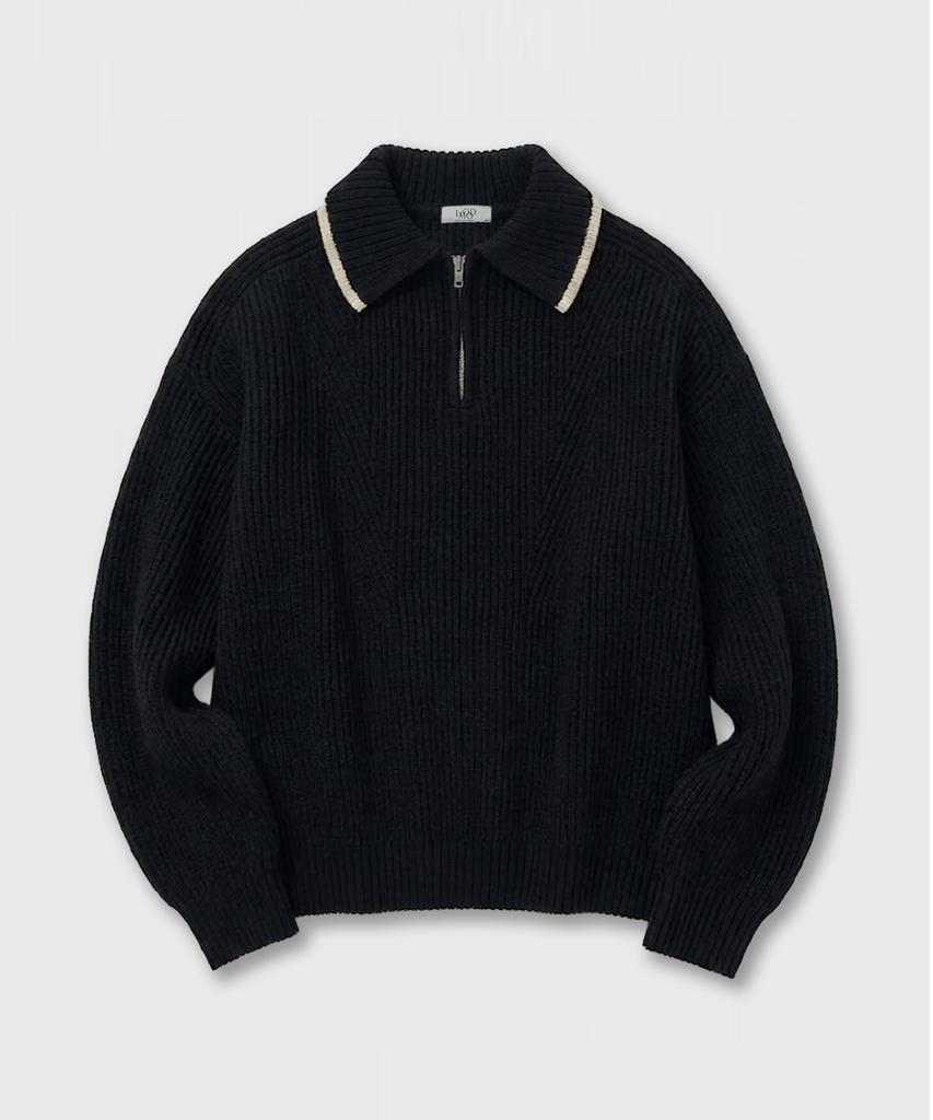 LMOOD Peekaboo Zip-Up Collared Knit ( 2 Colors )