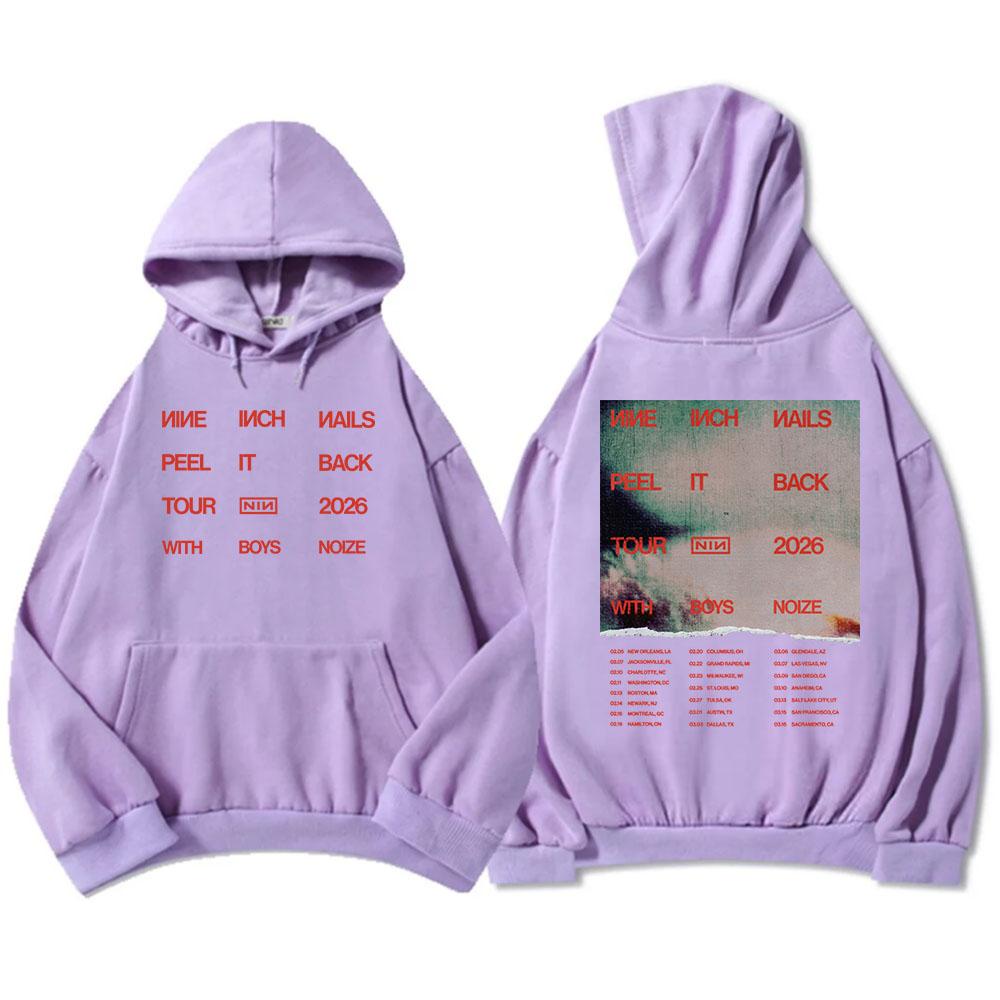 Nine Inch Nails Peel It Back 2026 Tour Hoodies NIN Rock Band Graphic Print Sweatshirts Long Sleeve Winter Hooded Pullovers