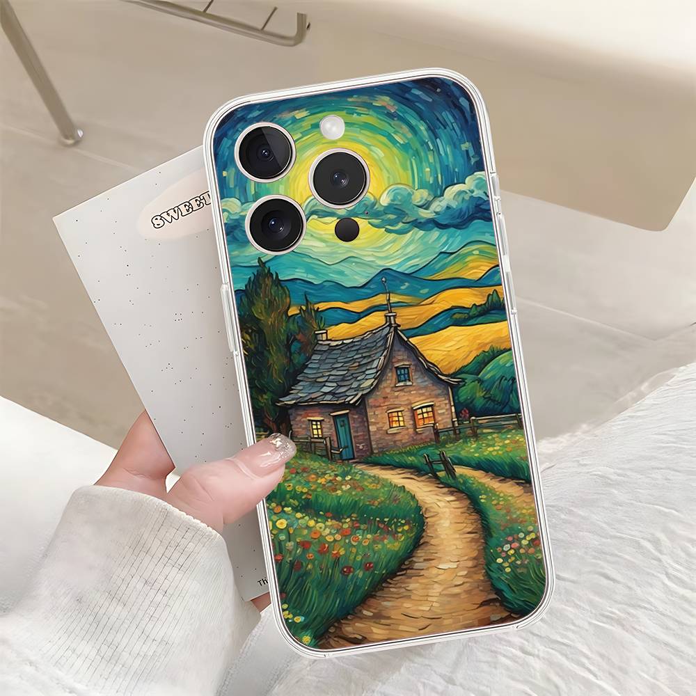 Rural Scenery Wheat Field Art Phone Case For IPhone 17 16 15 14 Plus 13 12 11 Pro Max Phone Back Cover Transparent Shockproof Co