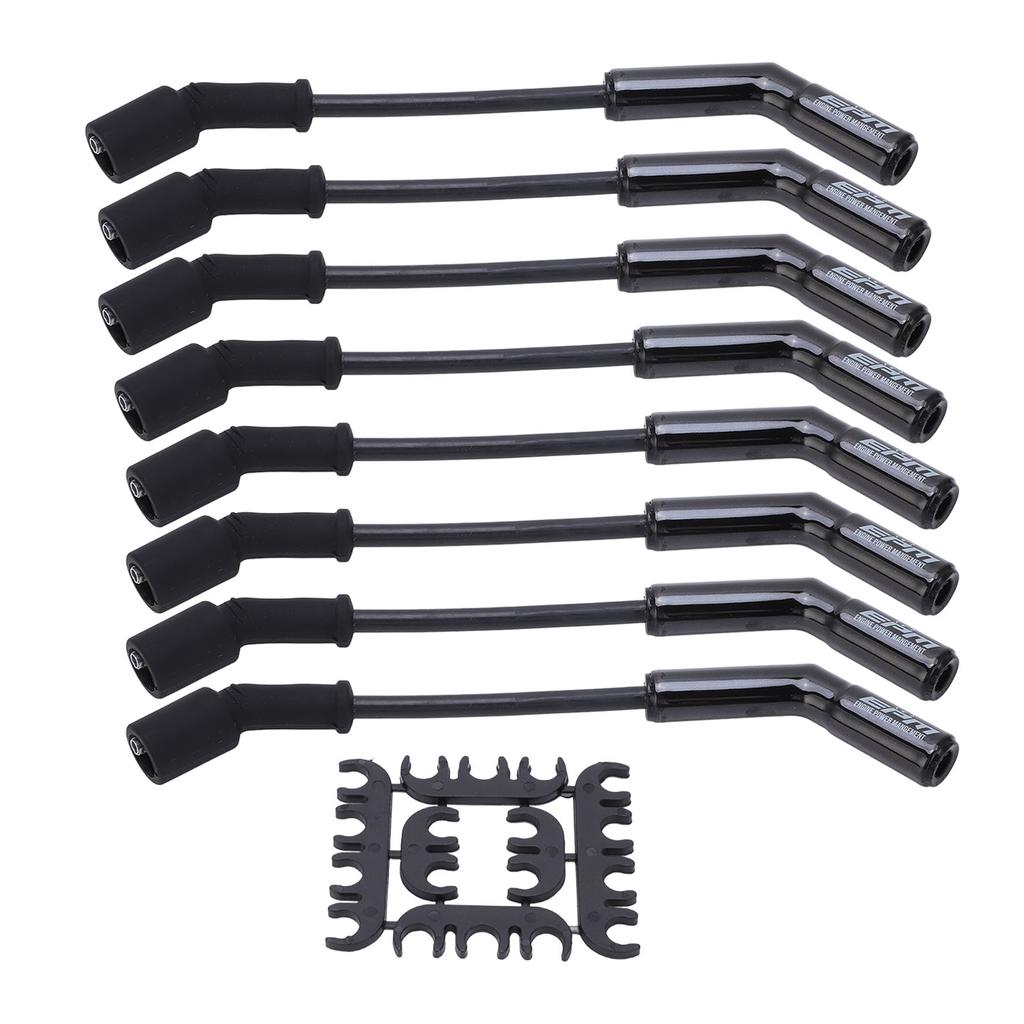 Spark Plug Wire Set 8mm Dia 500Ohmsft Black Stainless Steel Plug 9070CK Replacement for GM LS