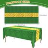 2 Pcs Yellow Brick Runner Tablecloth Cover Green Grass 54 x 87 Wizard Party Decoration Brick Backdrop Wall Waterproof Grass Field Plastic Table Cover