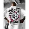 Men's Fashion Summer Angry Bear Letter Print Comfortable Breathable Round Neck T-shirt Outdoor Street Style Top