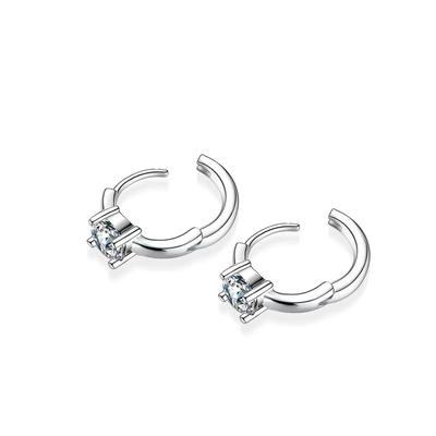 Cercei cu picătură de moissanit real de modă, 0,5 ct D. Cercei cu cerc rotunzi, argint 925 pur, bijuterii fine pentru femei