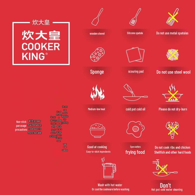 COOKER KING 36cm Non-Stick Cast Iron Wok