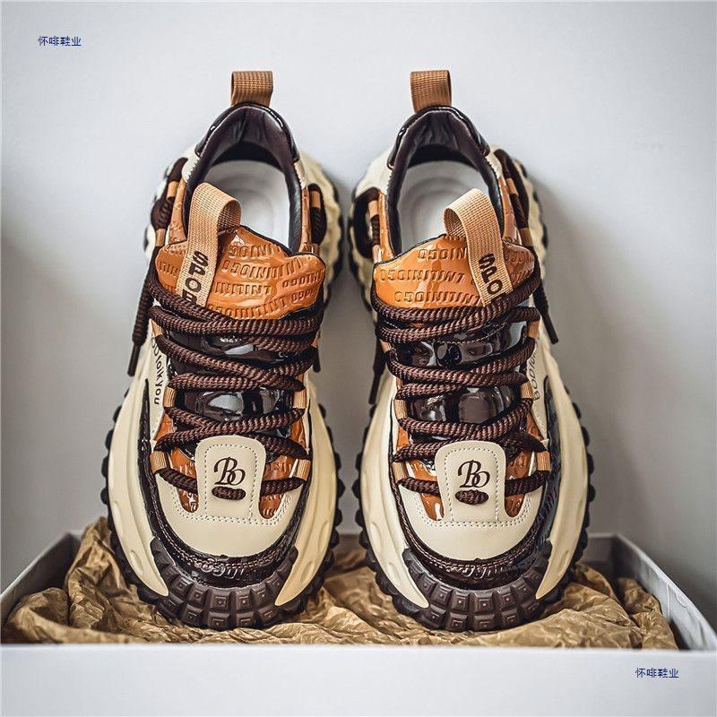 European Station Dad Shoes 2025 Spring Fashion Internet Celebrity Lacquer Lightweight Trendy Shoes Sports Heightening Casual Shoes