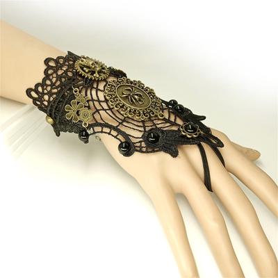 Spiders Webs Lace Gloves Skull Steampunk Mittens Women's Bracelets Black Gloves Costume Accessories