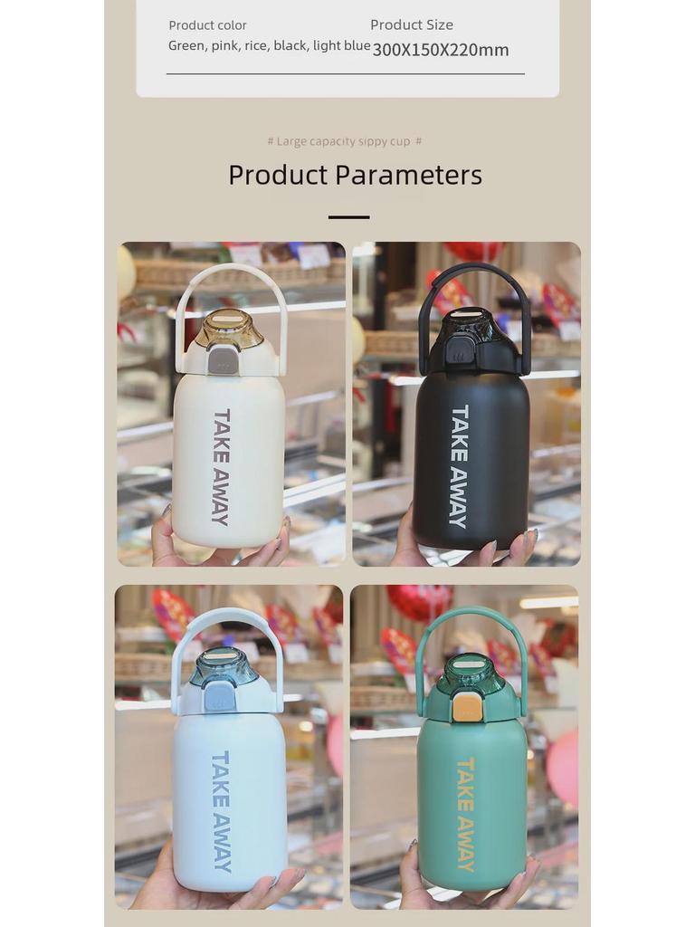 850ml Edelstahl-Isolier-Sportkessel mit großem Fassungsvermögen und Strohhalm