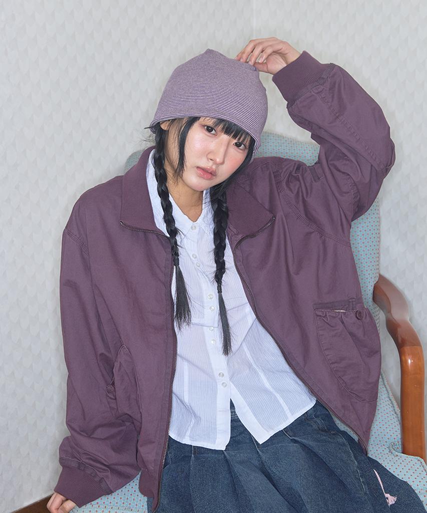 Kiibi Cozy Stripe Reversible Beanie Purple