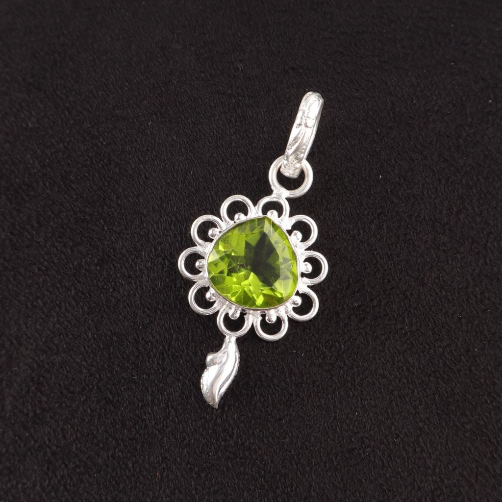 Heart August Birth Natural Peridot Daughter Gift New Pendant 925 Sterling Silver PP-4-3