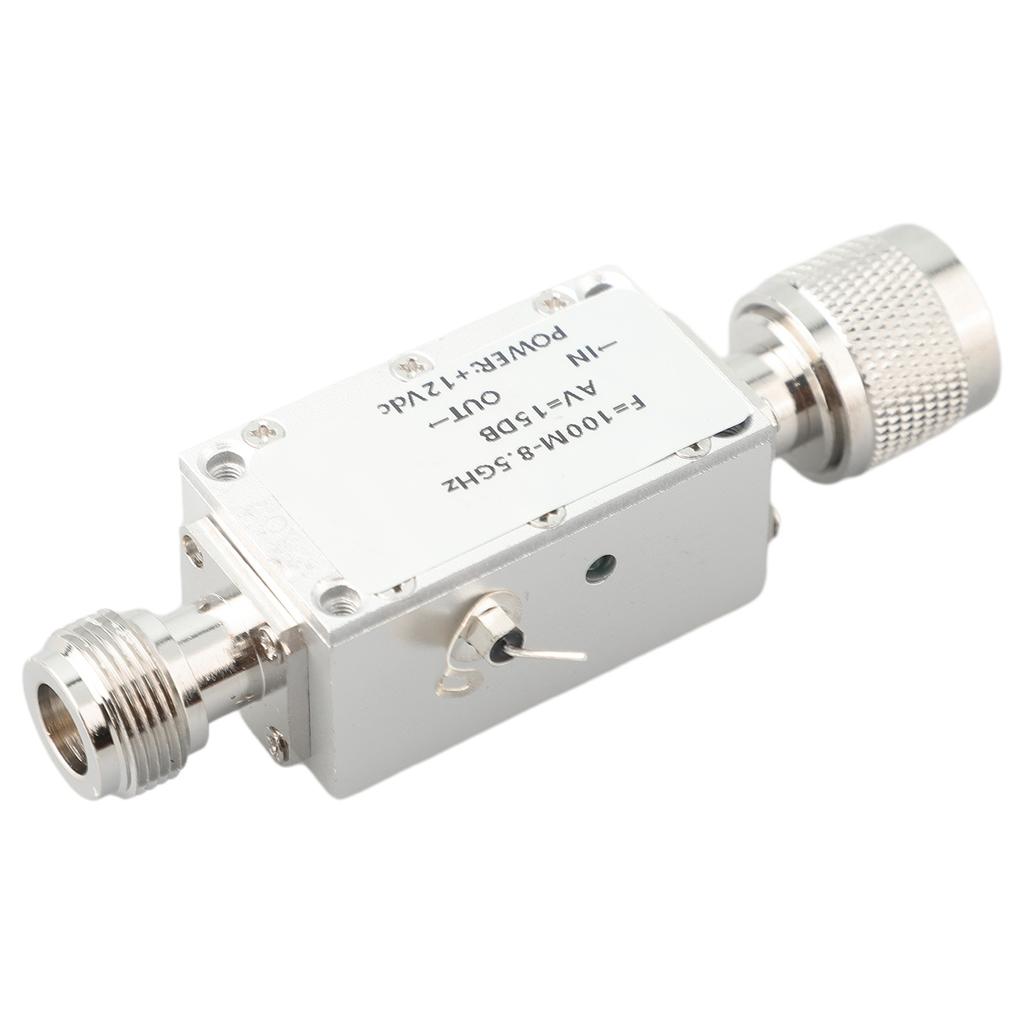 RF Signal Booster Low Noise for 100MHz 8500MHz with 30dB Gain and 15dBm Stable Output Power in CNC Metal Housing
