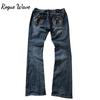 RogueWave Fashion Loose-Fit Straight Trousers Spring/Autumn Vintage Embroidery Diamond Denim Trousers