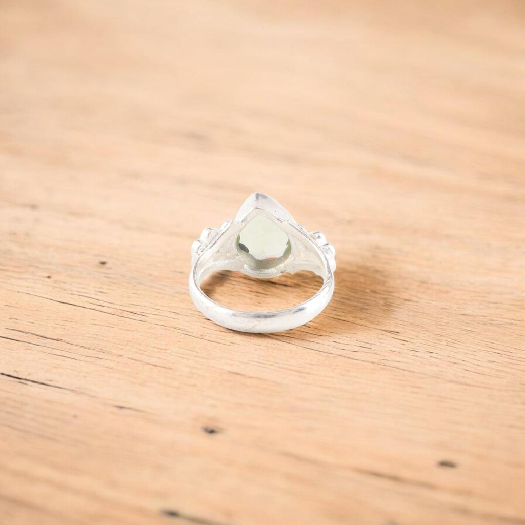 Green Amethyst Gemstone Ring 925 Sterling Silver Handmade Jewelry Bezel Set Ring RR-59-12