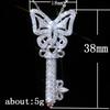 Full Paved Hollow Butterfly Top Key Shaped Pendant Women Cable Chain Clavicle Necklace