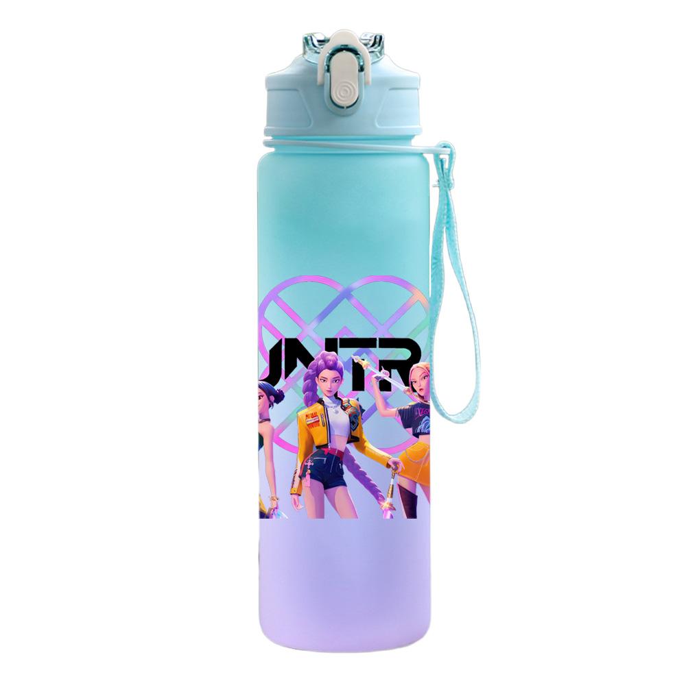 750Ml Water Bottle Cartoon K-Pop Demon Hunters Printed Large Capacity Drinking Cup Portable Outdoor Sports Water Cup Children Kid Gift