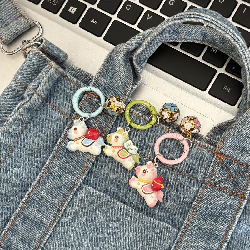 Funny Cartoon Pony Keychain Pendant Cute Fashion Animals Key Ring Year Of The Horse Backpack Decoration Accessories Gifts