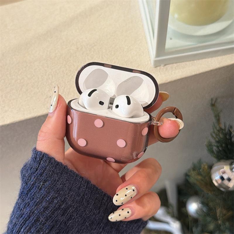 Transparent brown pink polka dot AirPods 1 generation earphone case for Apple earphones AirPods 1 generation Pro1 generation