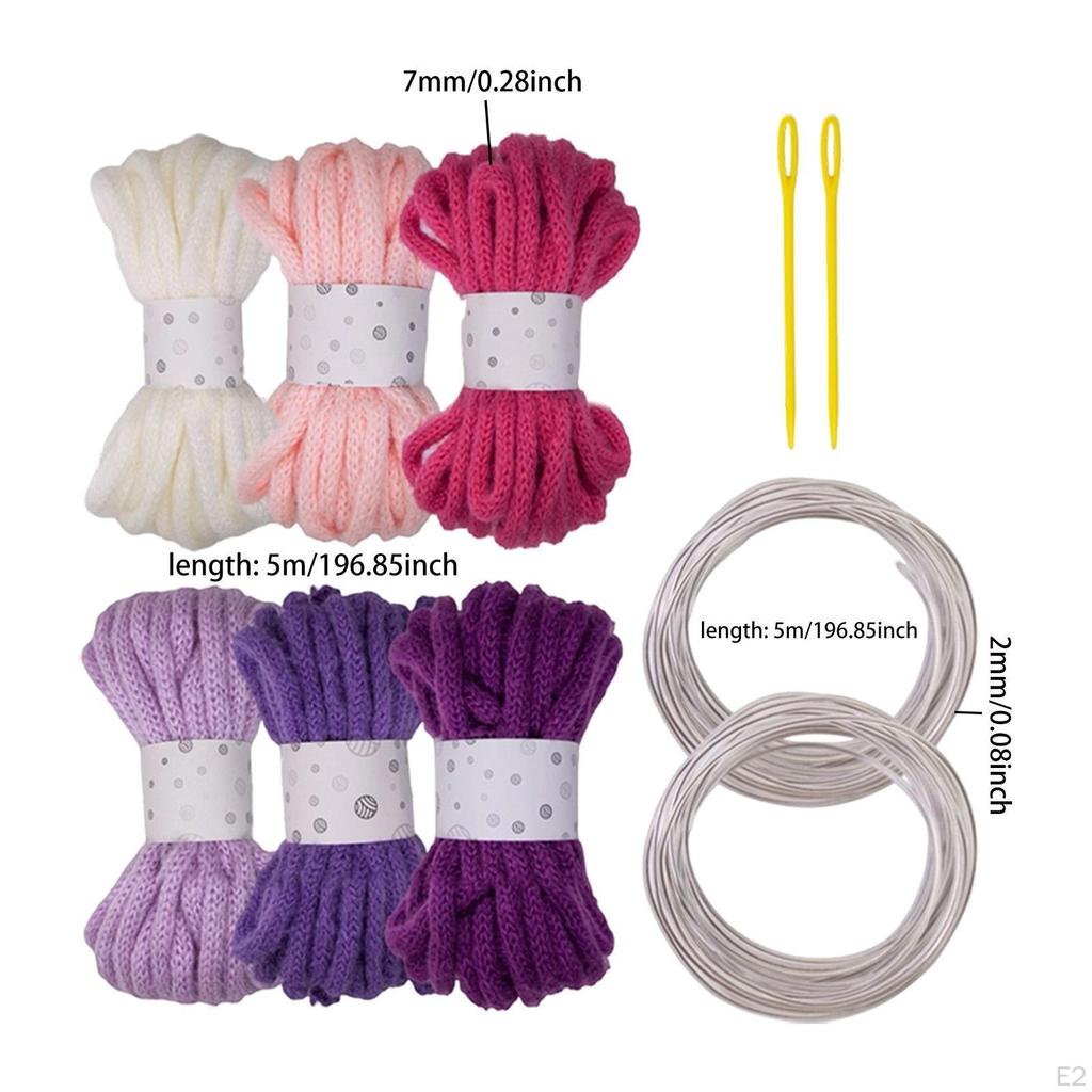 6 Pieces Knitted Yarn Bulky Yarns Crocheting Projects Elastic Arts with 2 Large Eye Neddle, Roll