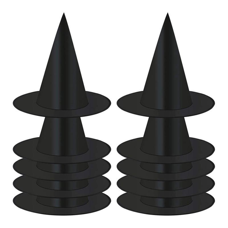 ABWR-10-Pack Witch Hats Halloween Black Witch Hanging Hat Black Hat Witch Hat Halloween Christmas Party Costume Accessories