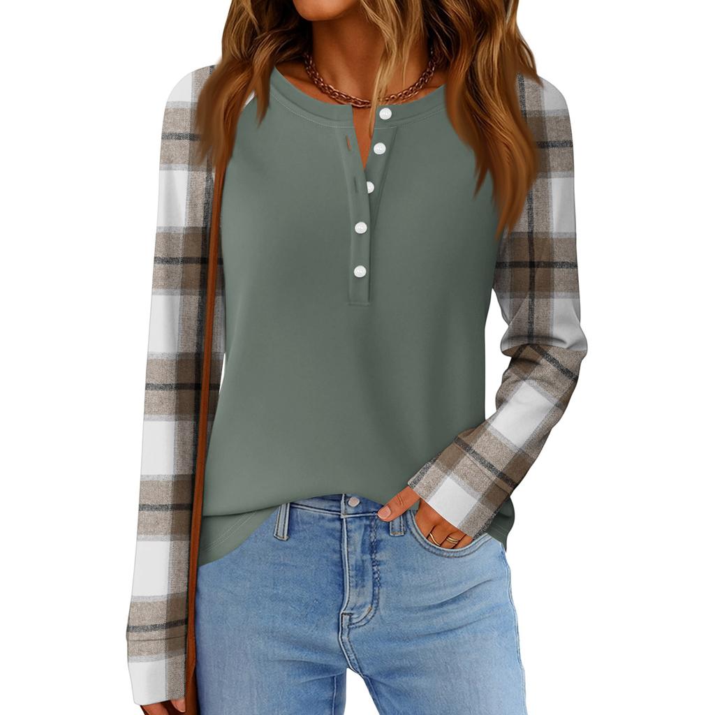 Women's Fashion  Loose Long Sleeve Round Neck Casual Top