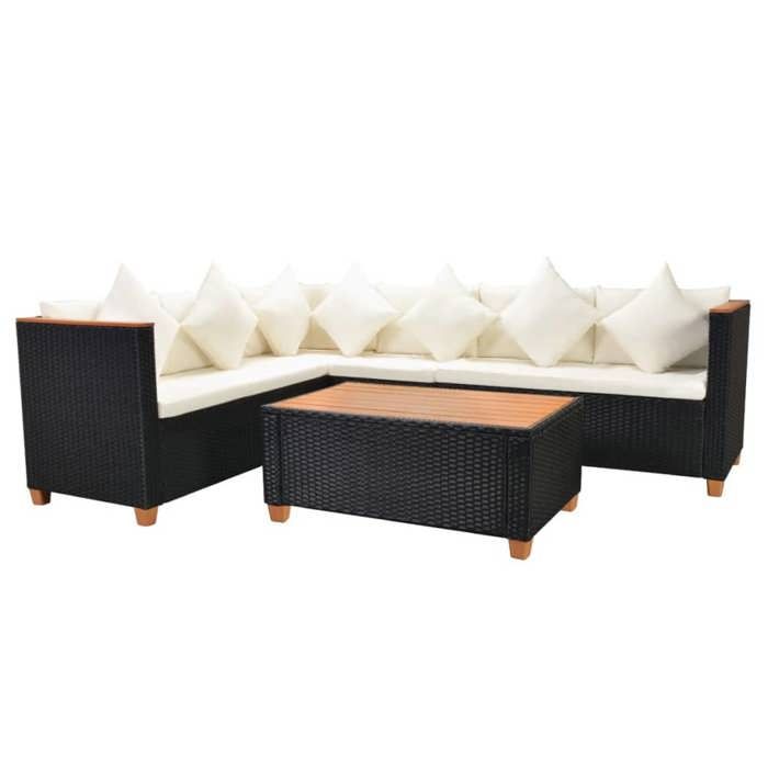 VidaXL Salon de Jardin 4 pcs avec Coussins Mobilier de Jardin Mobilier d'Extérieur Meubles de Patio Meubles de Terrasse Noir 43000