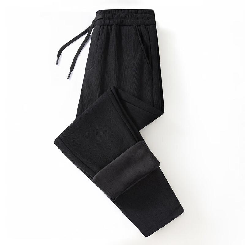XueZhongFei Men's Fleece-Lined Straight-Leg Casual Pants