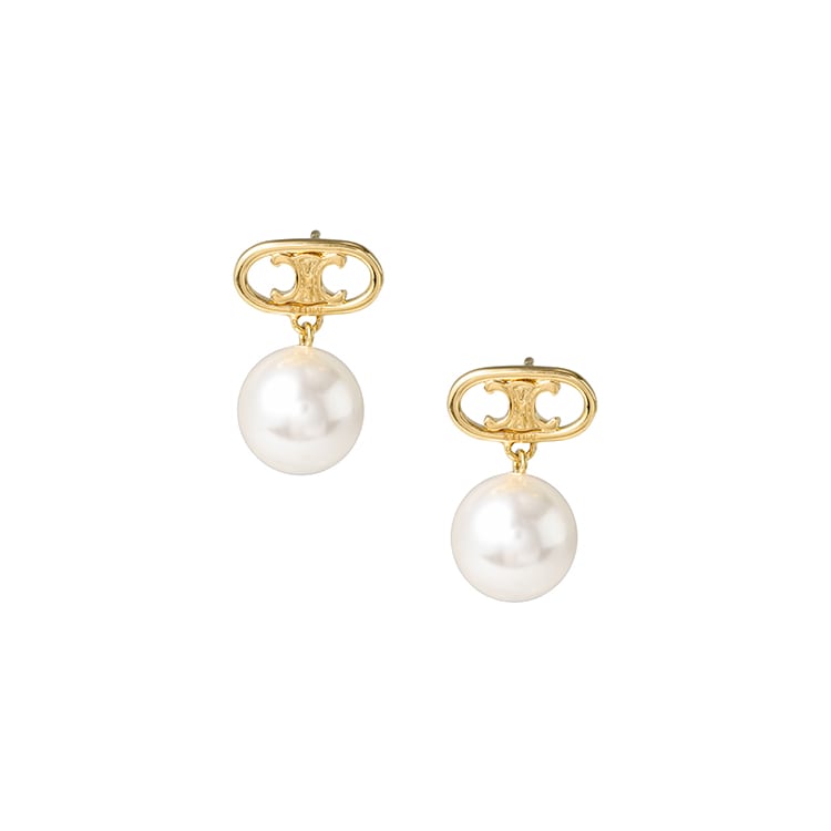 CELINE Les Perles CELINE Earrings In Brass With Gold Finish And Glass Pearls 46W796BPE.01GI
