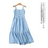 Tencel Suspender Skirt Summer New Foreign Trade Women Clothes Fashion Slim Fit Button Pullover Frill Midi Dress 31652