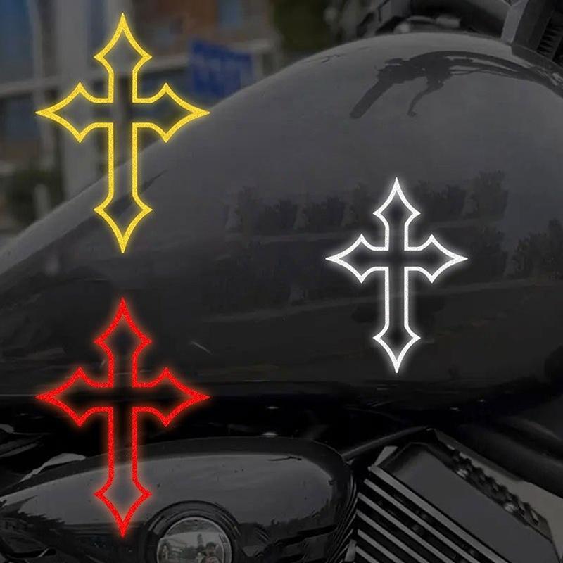 2 Pcs Reflective Cross Stickers Durable Anti-scratch Decals for Motorcycle Helmets Car Windows Bike Frames Off-road Riding Use